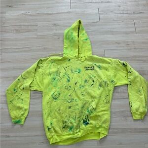Fillups Neon Yellow “Paint Splatter” hoodie
